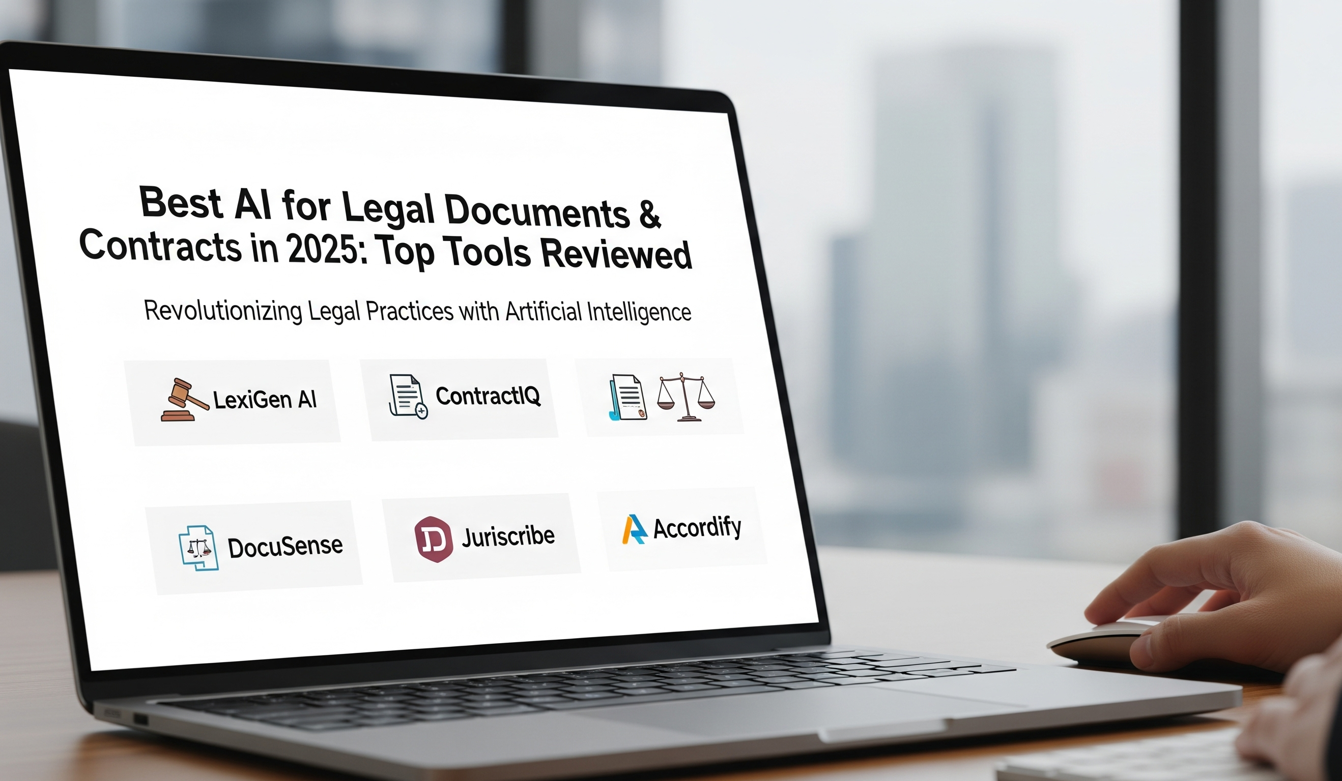 Best AI for legal documents and best AI for legal contracts tools shown on a Laptop screen